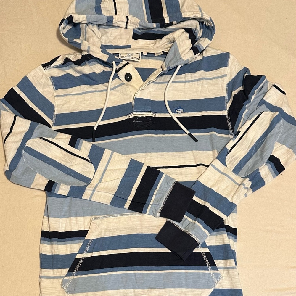 Southern Tide Blue and White Striped Hoodie